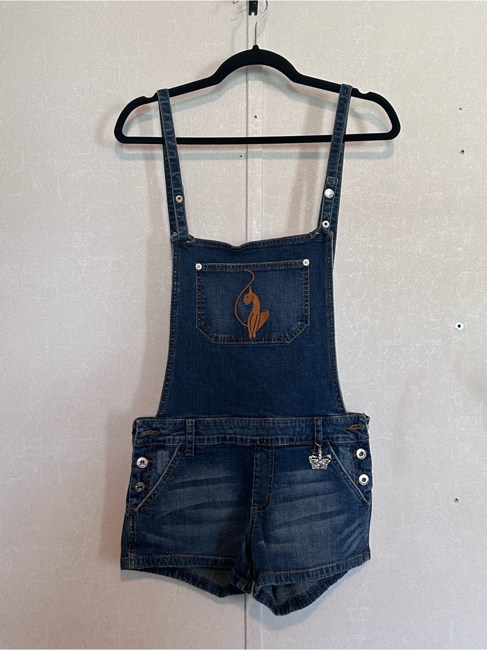 Baby Phat 90s denim overall shorts EUC Juniors 5